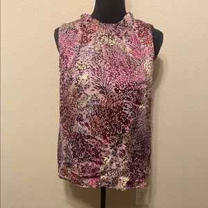 White House Black Market Floral Sleeveless Top Shimmer
